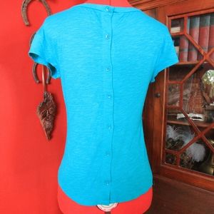 Old Navy Blue Button Back Slub Knit Tee Shirt